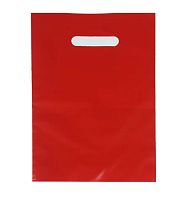 Красный ПВД пакет с вырубной ручкой 22*34 см